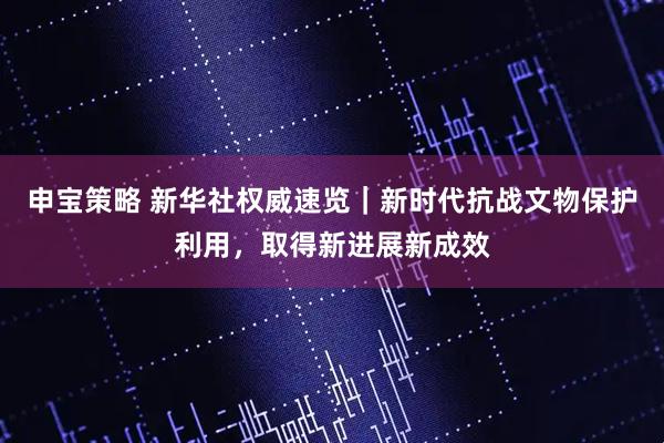 申宝策略 新华社权威速览｜新时代抗战文物保护利用，取得新进展新成效